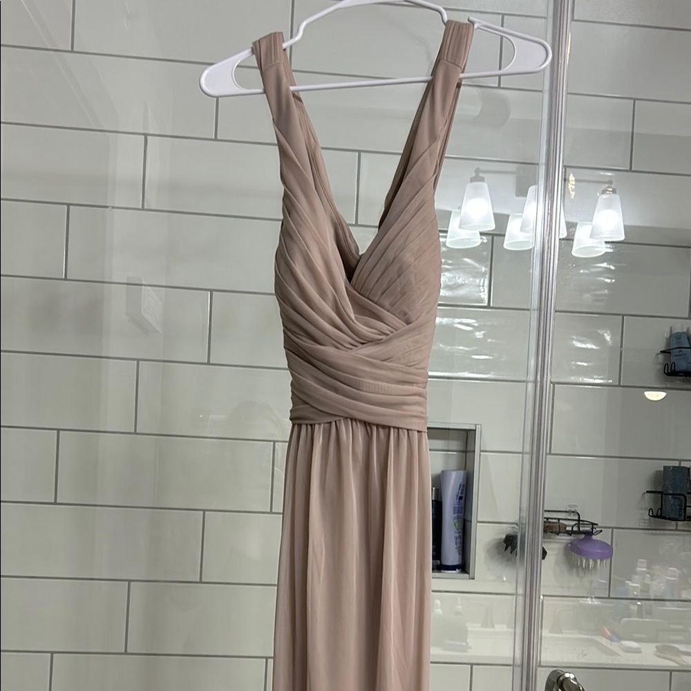 David's Bridal Ruched Halter Gown